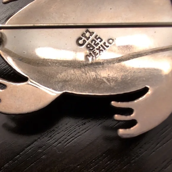 Cii 925 Mexico Sterling Silver Ocean Jasper Sea Turtle Brooch Pin Vintage - Picture 8 of 9